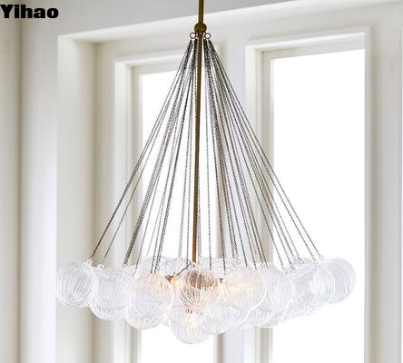 kaufen Yihao Simple Vintage Messing Finish Anhänger Kronleuchter mit 2700K warmem weißem Licht für modernes einfaches Luxus Wohnzimmer on-line-Fertigung