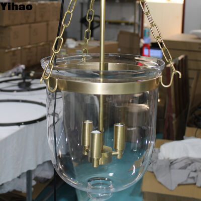 kaufen Yihao Factory Direct Messing Frame Kristallschatten Pendant Licht mit 3500K warmen weißen LED für Hotel und Wohnzimmer on-line-Fertigung