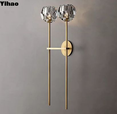 Hexagonale klare K9-Glaswand montierte Bettlampen polierte Nickel-Finixierung