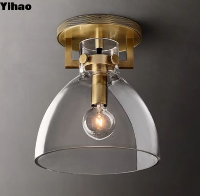 Polsterte Nickelrahmen Messingglas Flush Mount Deckenleuchte 40W