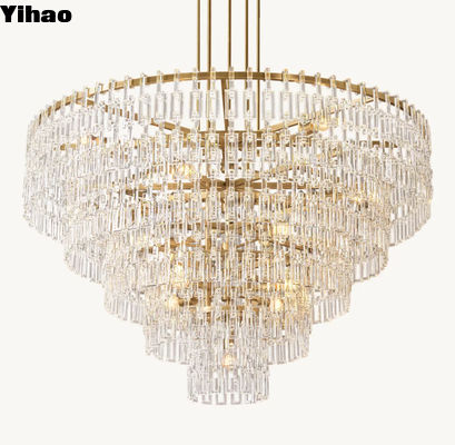 Messing Kristall Bauernhaus Große Foyer Anhänger Licht Chrom Veredelung