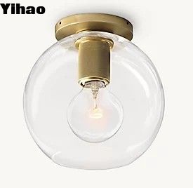 Schattenglas Luxus Deckenleuchten Messing Flush Mount Licht 40w