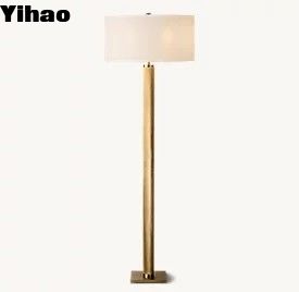 Französisch Trommel Leinen Schatten Moderne zeitgenössische Fußbodenlampen für Wohnzimmer