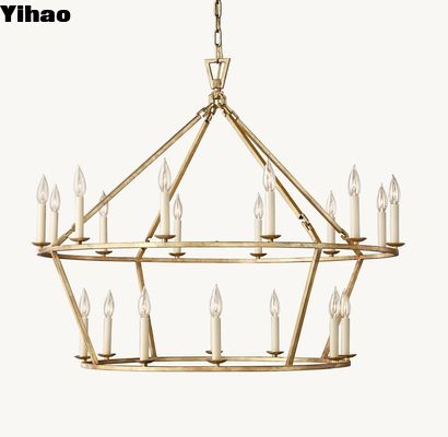 Custom-Brass-Kronleuchter mit nach unten gerichteter Lampenkugel und Kantenlampen-Lampe