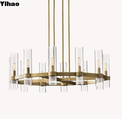 Moderne Luxus-Brass-Glas-Kronleuchter Ravelle Rundkronleuchter 36