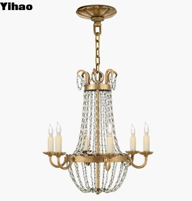 CHC 1407 Petite Paris Flea Market Kronleuchter Gesäumtes Glas Schatten Polierter Nickel / vergoldetes Eisen / Antike Verbrannte Messing / Sheffleld Silber