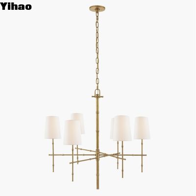 S 5161 Grenol Mittlere Moderne Bambus-Kronleuchter Bronze / poliertes Nickel / handgerubtes antikes Messing