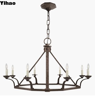 RL 5540NR Robertson Single Tier Chandelier Natural Rusted Lron Robertson Linear Chandelier