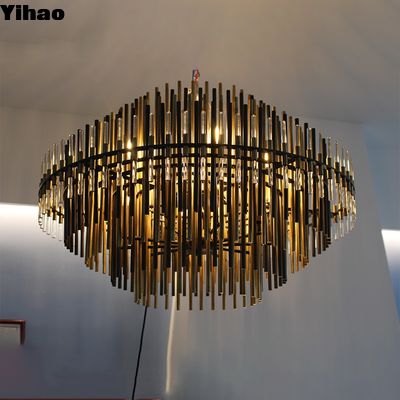 Brass Tube LED Chandelier for Living Room Warm White 3500K