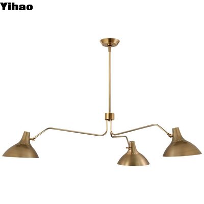 YH Industrial Vintage Kupfer Messing Kristall Kronleuchter mit warmem Weiß 3500K LED Licht und einstellbare Höhe für Küche Wohnzimmer