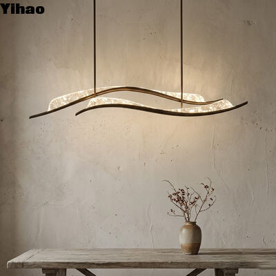 YH Minimalist Antike Messing Bronze Kronleuchter mit Kristallschatten und 3500K warme weiße LED-Beleuchtung für das Esszimmer