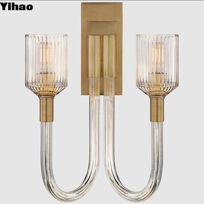 Moderne Kupferwandlampe mit 2700K warmem weißem Licht und Glasschatten für Wohnzimmer und Schlafzimmer